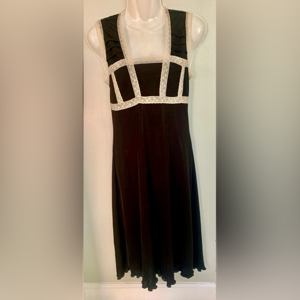Vtg Luxury Lingerie Wedding Black Lace Classic Night Gown Womens XS bridal Sexy